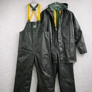 Helly Hansen P300 PVC Rain Bib Overalls Jacket Set Waterproof Vintage